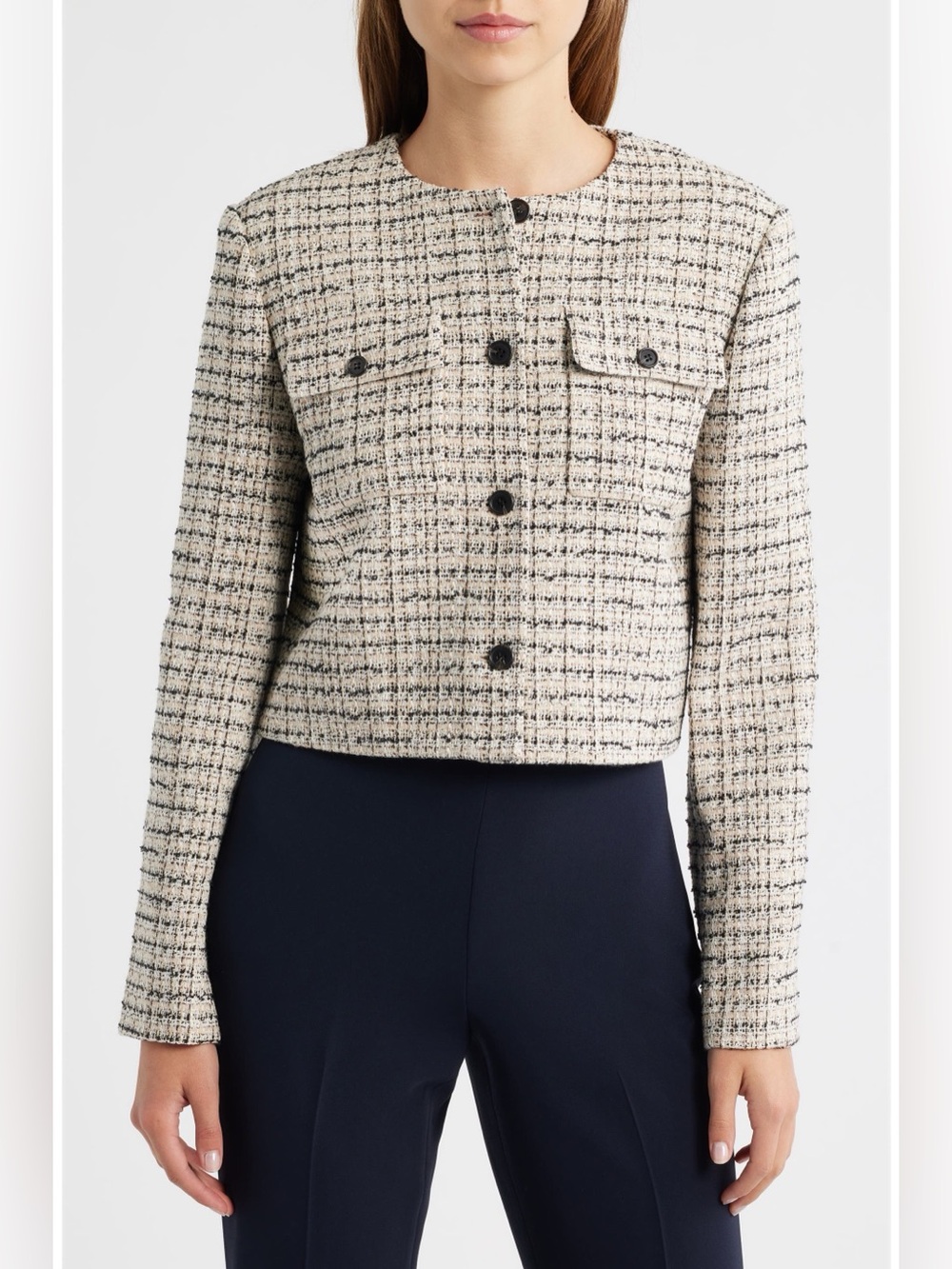 NWT $445 Theory Pocket Cardigan Tweed Jacket